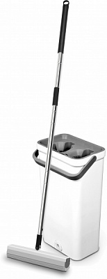 Комплект швабра и ведро с механическим отжимом для пола Fiora® HandsDry 