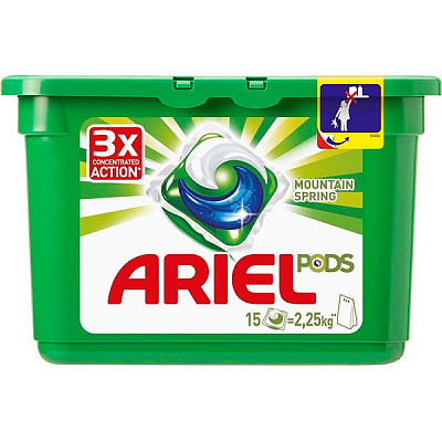 Капсулы для машинной стирки Ariel Pods Все-в-1 Горный Родник 0,425 кг 15 шт.