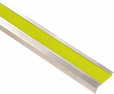 Поріжок алюмінієвий 7-А ЦР профільований антиковзка вставка 48х18x1800 мм жовтий