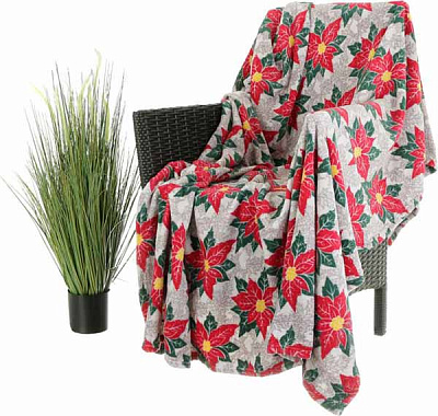 Плед Basic NY Flowers 150x190 см сірий із малюнком La Nuit