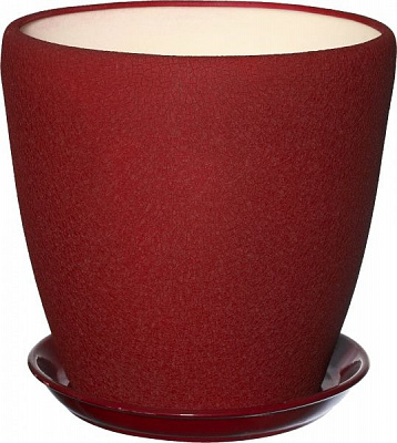 Горщик керамічний Оріана-Запоріжкераміка Грація №1 шовк бордовий круглий 10л бордовий