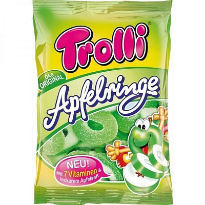 Цукерки жувальні Trolli Яблучні кільця 150 гр