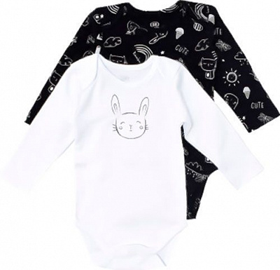 Боди Фламинго ясельное 2 шт. р.74 черно-белый 449-217 