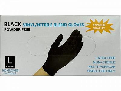 Перчатки медицинские Care 365 виниловые черные р.L 100 шт./уп.