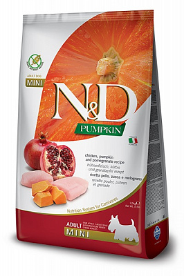 Корм сухий беззерновий для дорослих собак для малих порід Farmina N&D Pumpkin Mini (гарбуз, курка та гранат) 7 кг