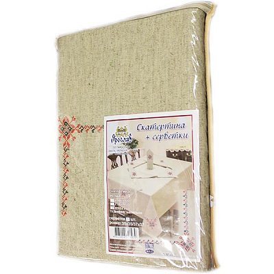 Комплект столовый скатерть и 8 салфеток лен Ярослав 