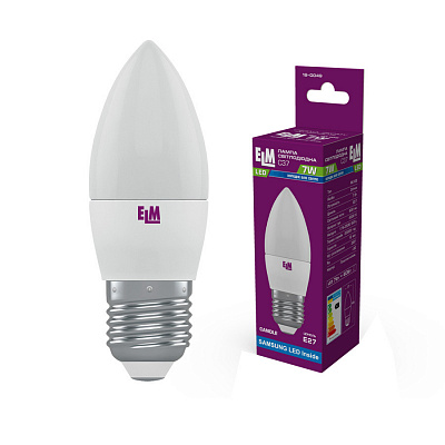 Лампа светодиодная ELM 7 Вт C37 матовая E27 220 В 4000 К 18-0049.