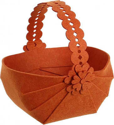 Корзинка декоративная с кружевной ручкой