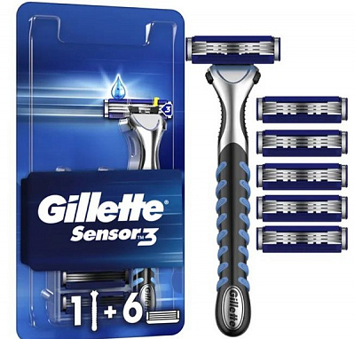 Станок для бритья Gillette Sensor3 + 6 сменных картриджей