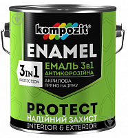 Эмаль антикоррозионная Kompozit 3 в 1 PROTECT RAL 7024 графитовый серый шелковистый мат 2,7кг