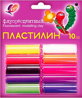 Пластилин флуоресцентный 10 цветов 12С766-08