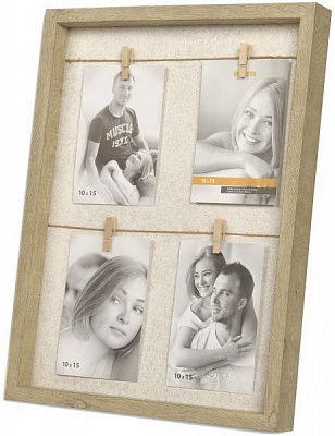 Мультирамка Веліста 12B-4W на 4 фото 10x15 см дерево світле