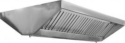 Витяжний зонт виробничий з жировим фільтром Tehma 2000x1200x400 мм нержавіюча сталь