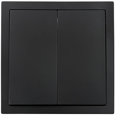 Механізм вимикача двоклавішний HausMark Juna без підсвітки чорний