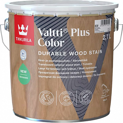 Лазурь TIKKURILA Фасадная для деревяных поверхностей Валтти Плюс Колор, базис ECV полумат 2,7 л 2,7 кг