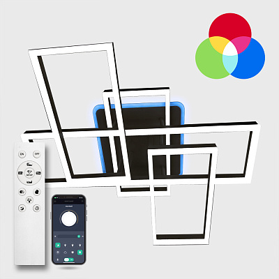 Люстра светодиодная Luminaria Люстра LED светодиодная LUMINARIA GENNY RGB 130W 5S BLACK (с пультом ДУ) 130 Вт LED-модуль 02 черный GENNY RGB 130W 5S BLACK