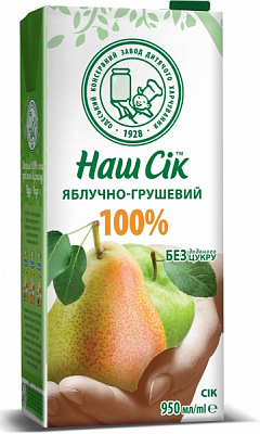 Сік Наш Сік Яблучно-грушевий 0,95 л