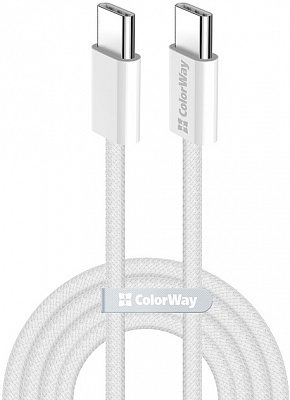 Кабель ColorWay Type-C - Type-C (braided cotton) (PD Fast Charging 60W) 3.0А 1 м сірий (CW-CBPDCC061-GR)