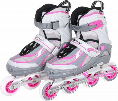 Роликовые коньки MaxxPro YX-0151-5SP р. 39-42 серо-розовый