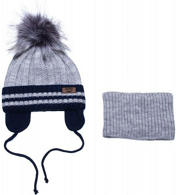 Комплект шапка + снуд Mari-Knit 0842 р.48-50 сірий