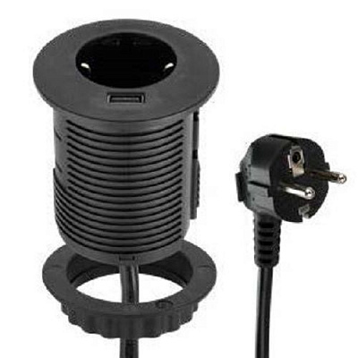 Удлинитель Electraline с заземлением 1 гн. черный 2 м 62558 