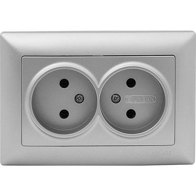 Розетка двойная без заземления Gunsan Visage без шторок серебряный VS 28 15 149