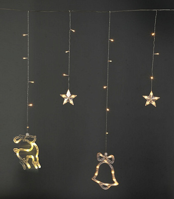 Електрогірлянда-штора Феєрія з декоративними елементами QC4008 світлодіодна (LED) 138 ламп 2,5 м