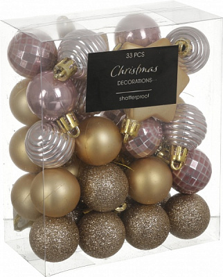 Набор новогодних украшений CAN222530 розовый 33 шт./уп. 