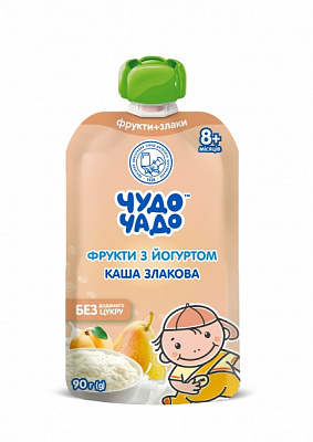 Пюре Чудо-Чадо фрукты и йогурт с кашей злаковой 90 г 