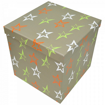 Коробка подарункова сіра зірки 18.5х18.5 см 4110222106