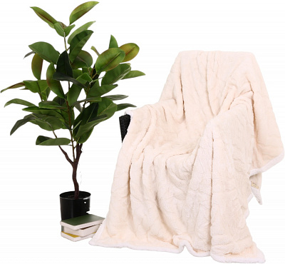 Плед Double Jacquard Sherpa 200x220 см белый La Nuit