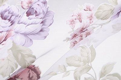 Тканина тюлева Декостиль w260 10282/2 фіолетовий із принтом