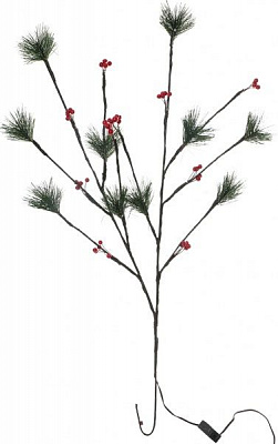 Электрогирлянда линейная внутренняя встроенный светодиод (LED) 20 ламп 0,76м Веточка с хвоей и ягодами