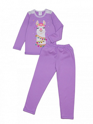 Пижама для девочек Luna Kids трикотажная Лама р.122–128 сиреневый 