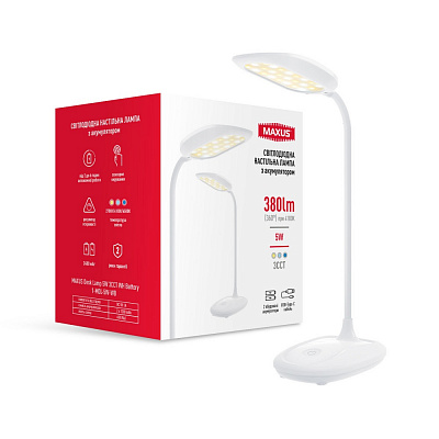 Настольная лампа аккумуляторная Maxus 5 Вт белый 1-MDL-5W-WB