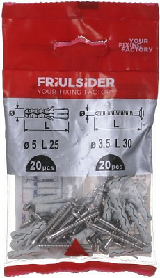 Дюбель распорный с шурупом 5x25 мм 20 шт. Friulsider