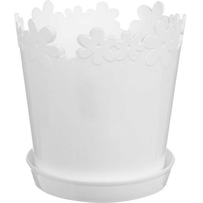 Горшок пластиковый Алеана Лютик круглый 2л белый (FGS-KS009 D15) 