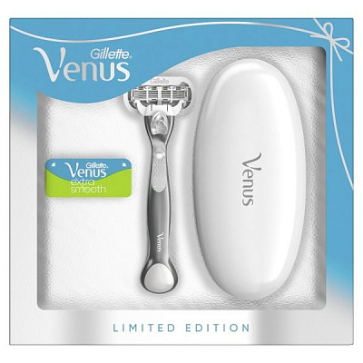 Подарунковий набір для жінок Gillette Venus Extra Smooth Platinum бритва + 2 касети + дорожній футляр