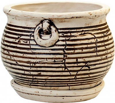 Горщик керамічний Казанок круглий 4л бежевий