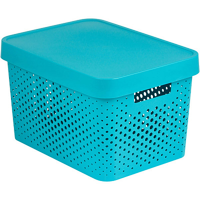 Коробка пластиковая с крышкой Curver Infinity 229119 бирюзовая ажурная 17 л