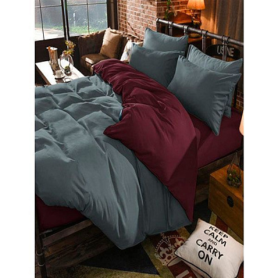 Комплект постільної білизни двоспальний євро tawny+lavender бордовий