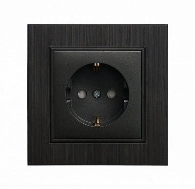 Механизм розетки с заземлением Makel Karea с шторками IP20 дымчатый 57050058