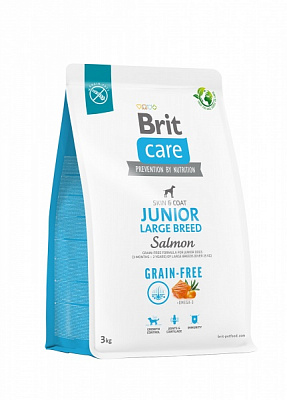 Корм сухой беззерновой для больших пород Brit Care Grain-free Junior с лососем 3 кг