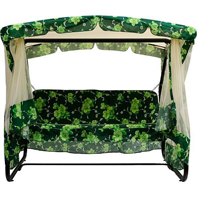 Качели с навесом Indigo Франческа Цветы с москитной сеткой 2094х1980х1430 мм