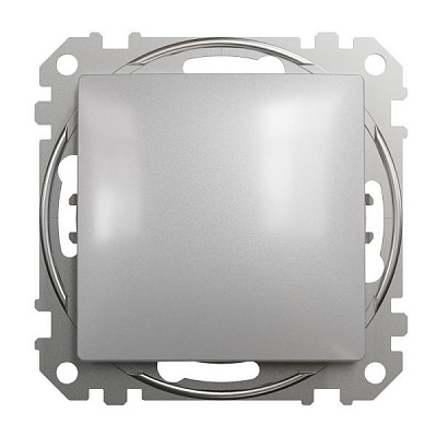 Перемикач прохідний одноклавішний Schneider Electric Sedna Design без підсвітки 10 А 250В алюміній SDD113106