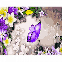 Набор для росписи по номерам Strateg Фиолетовая бабочка 40х50 см GS324