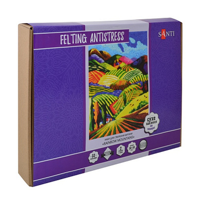 Набор, техника валяния для создания картины Rainbow Mountains 38x30 см 742427 Santi 