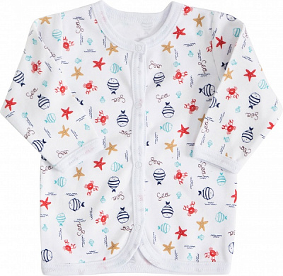 Кофтинка дитяча унісекс GABBI KF-23-1 рибки р.80 білий із принтом 13644
