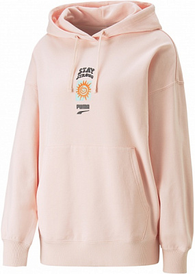 Джемпер Puma DOWNTOWN OVERSIZED GRAPHIC HOODIE TR 53836366 р. S помаранчевий