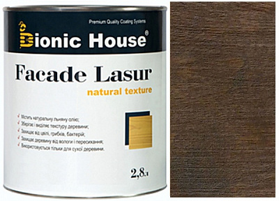 Лазур-антисептик Bionic House Facade Lasur Масляна для дерев’яних фасадів Венге напівмат 2,8 л 2,5 кг